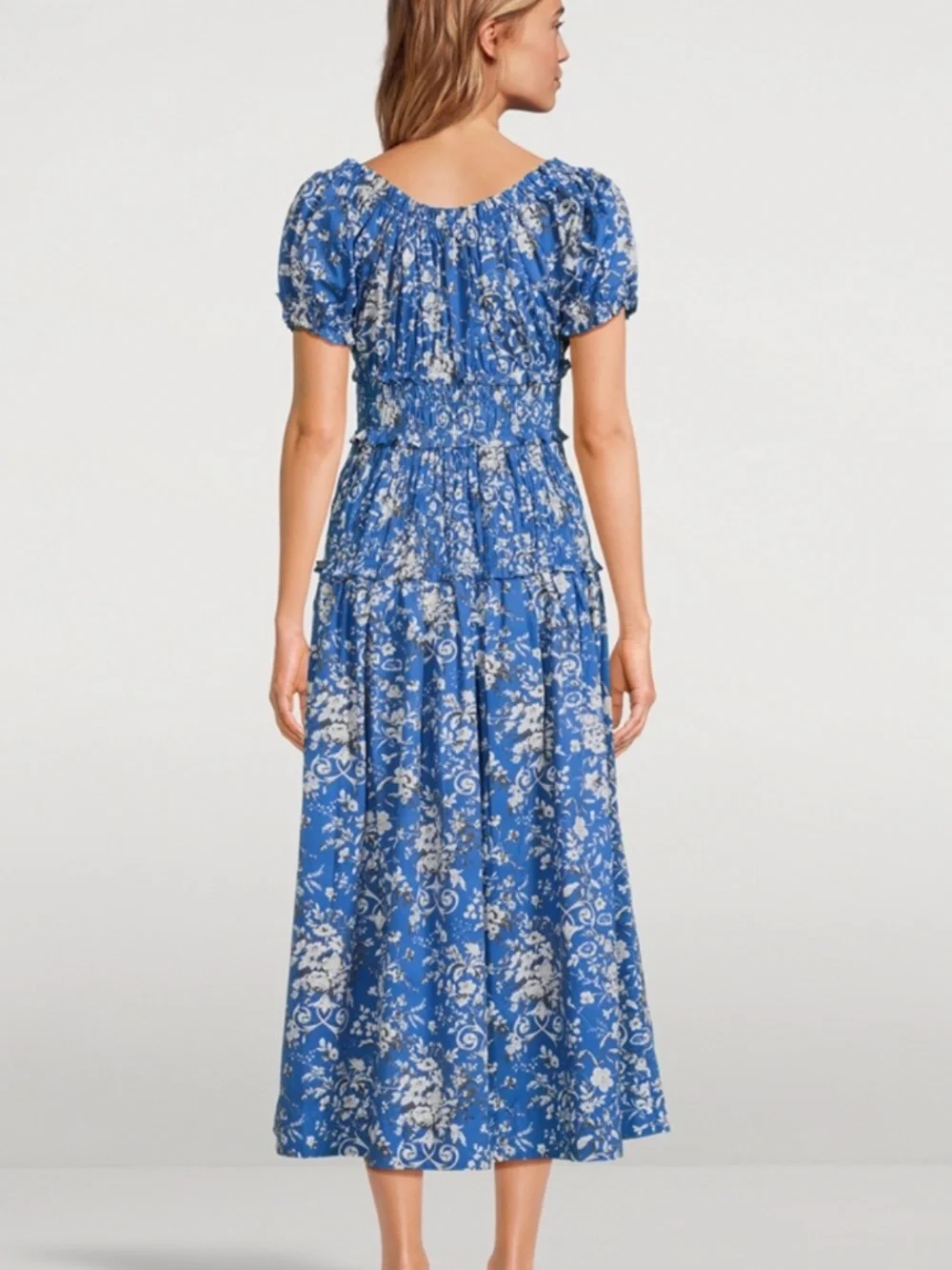 NWT Doen Leanne Jardins de La Fontaine Floral. Blue Maxi Dress Size M - Picture 3 of 4